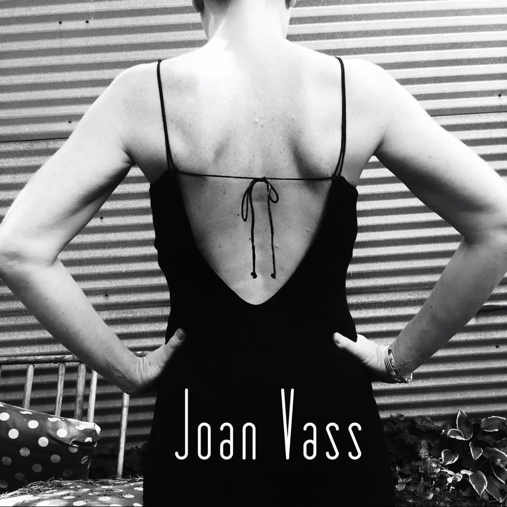 Black bias cut dress with spaghetti straps